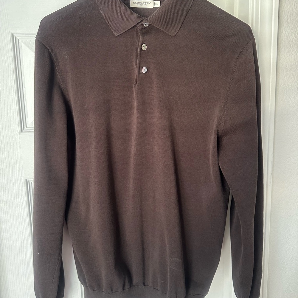 Suitsupply Dark Brown Cotton Silk Polo